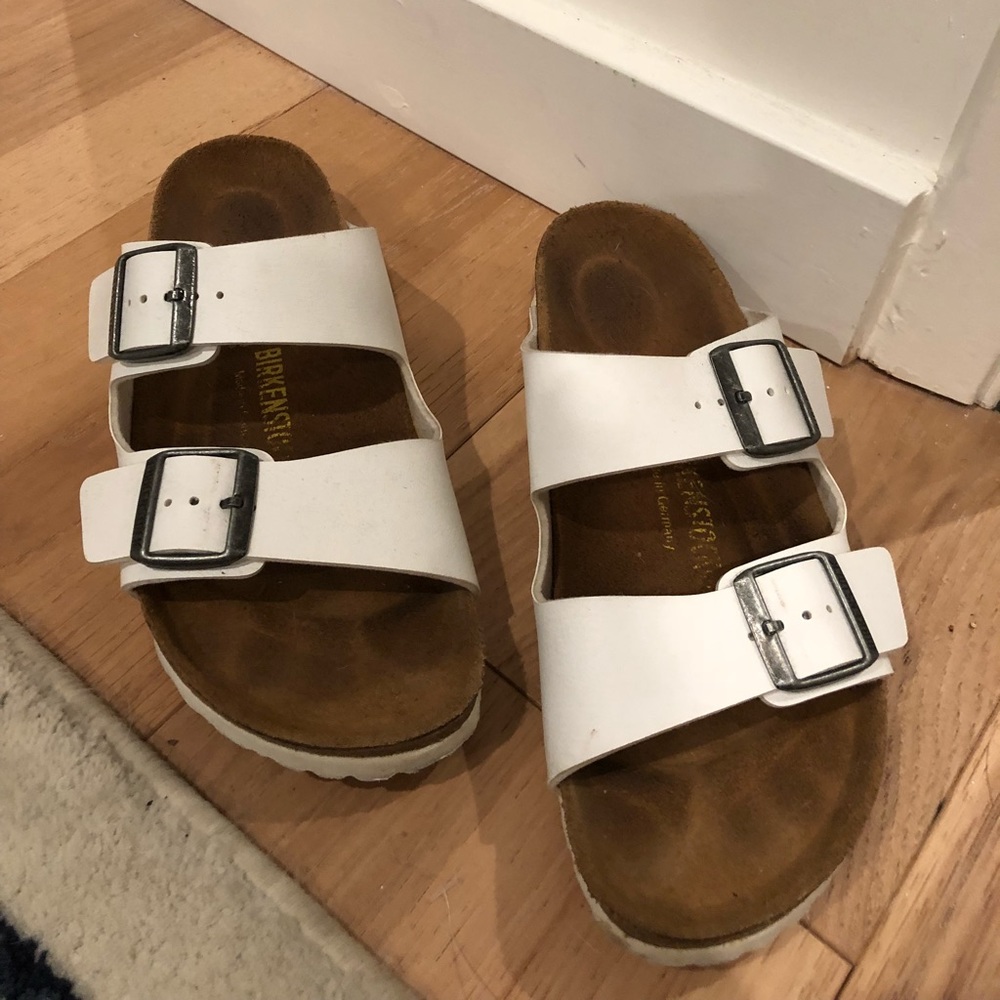 White Birkenstocks, LIGHTLY used, mint condition.